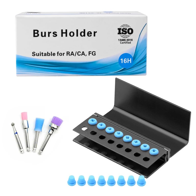 EustomA 16 Holes Burs Holder 4 pcs Block Case High Temperature Sterilizable Autoclavable Burs Holder Box (Black) - Image 4